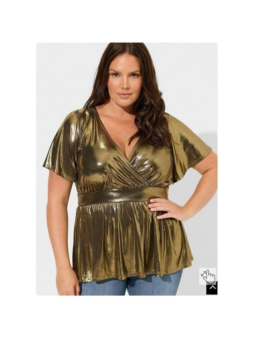 Torrid Liquid Shine Surplice Peplum Top (Sz 4)